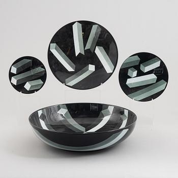 Rolf Sinnemark, three stoneware dishes and a bowl, 'Atlantis', Rörstrand.