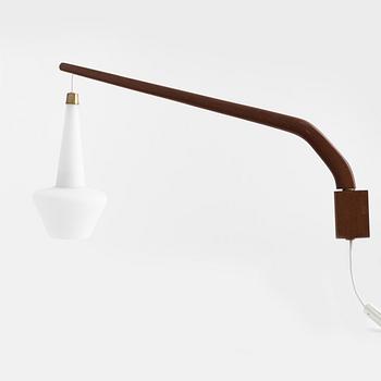 A 1950-60s teak and glass wall light.