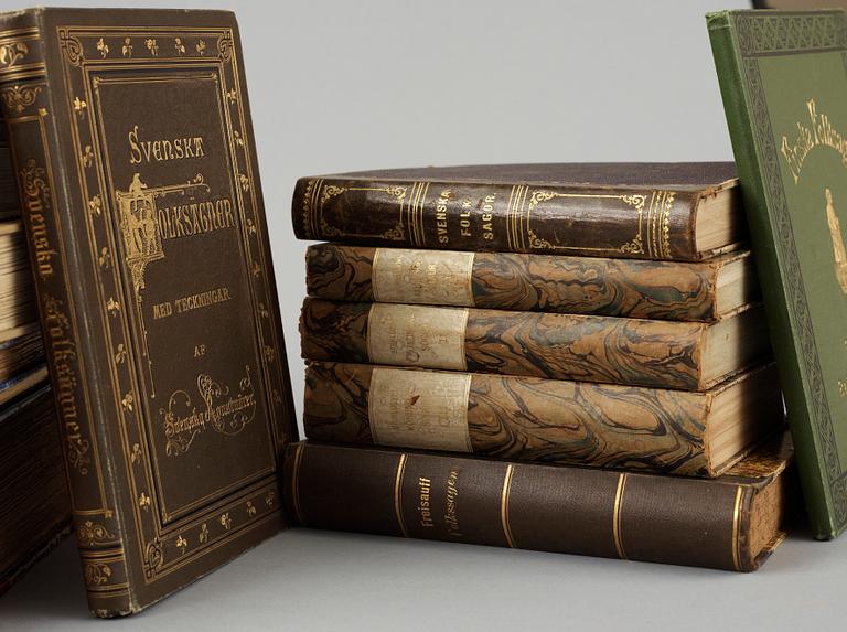 PARTI SAGOBÖCKER, 14 vol, bla "Konunga-Sögur" av Snorre Sturlasson, Stockholm 1816-29.