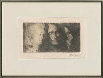 Albert Edelfelt, etching and drypoint, signed.