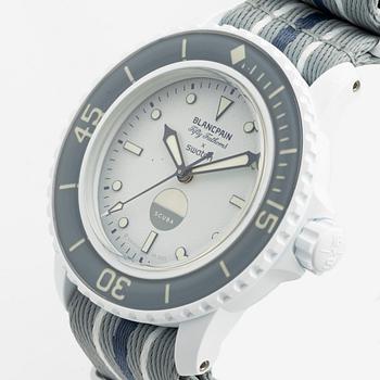 Swatch/Blancpain, Scuba Fifty Fathoms, Antarctic Ocean, wristwatch, 42.3 mm.