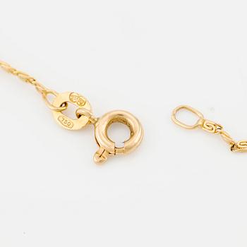 Hänge 18K guld med syntetisk vit sten samt guldkedja Uno A erre.