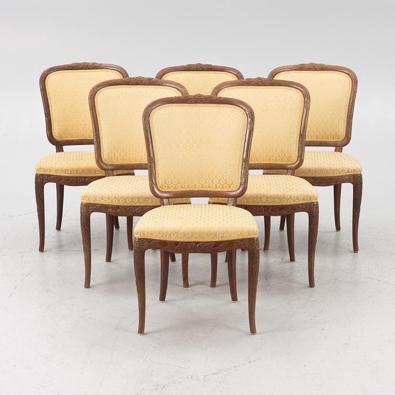 Carl Malmsten, a rare set of six chairs, Cabinetmaker Albin Johansson, Stockholm, 1946.