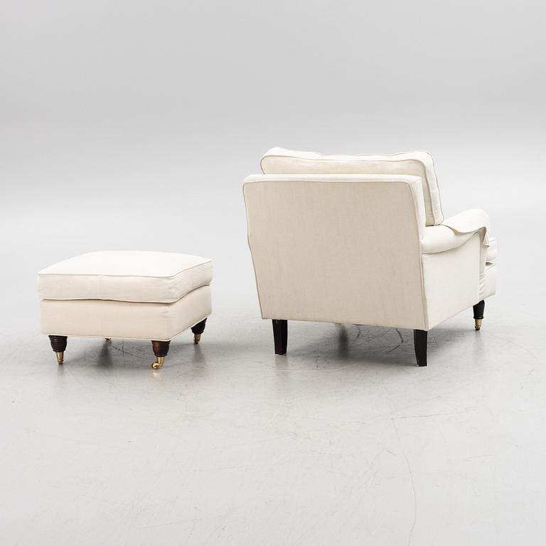 Armchair with footstool, Howard model, circa 2000.