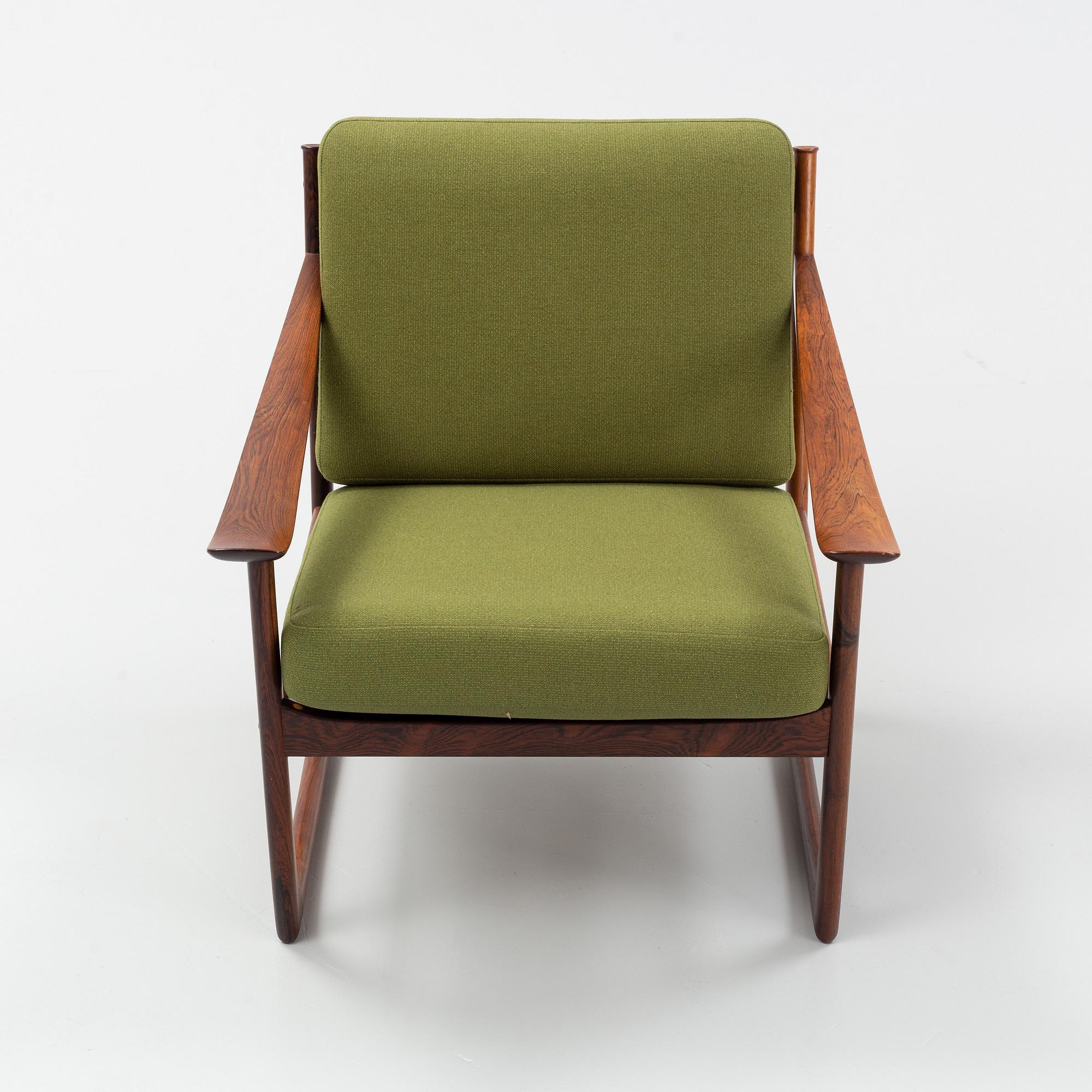 Peter Hvidt & Orla Mølgaard Nielsen, a FD 130' lounge chair, France & Daverkosen, Denmark, 1960's.