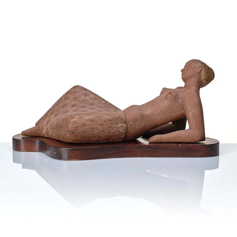 Stig Lindberg, a stoneware sculpture of a female figure, Gustavsberg studio, Sweden, mid 1900's.