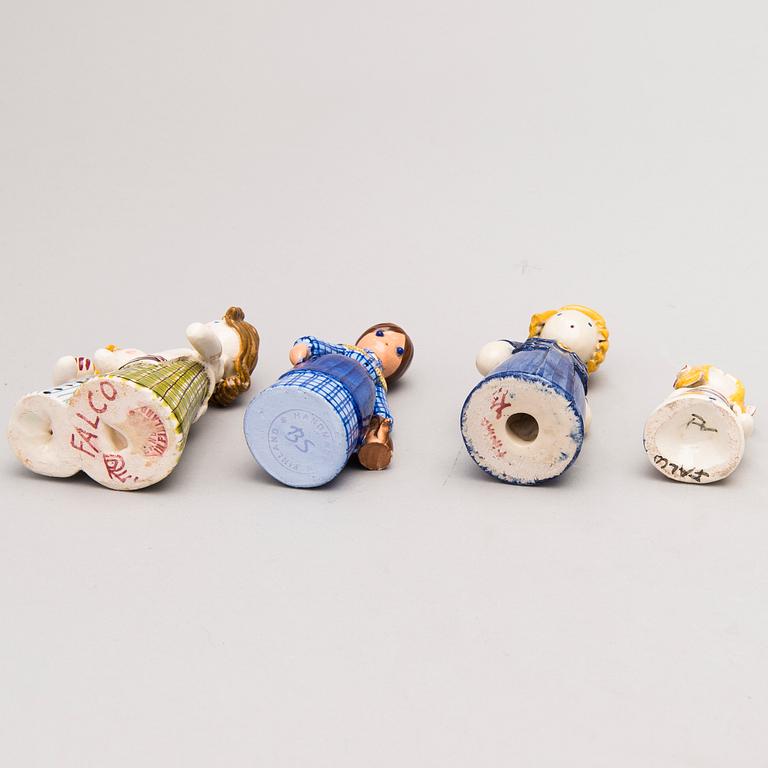 BIRDIE SAHLBERG, and ORVOKKI "OKKI" LAINE attributed to, ceramic figurines, 1+3 pcs, mid-20th century.