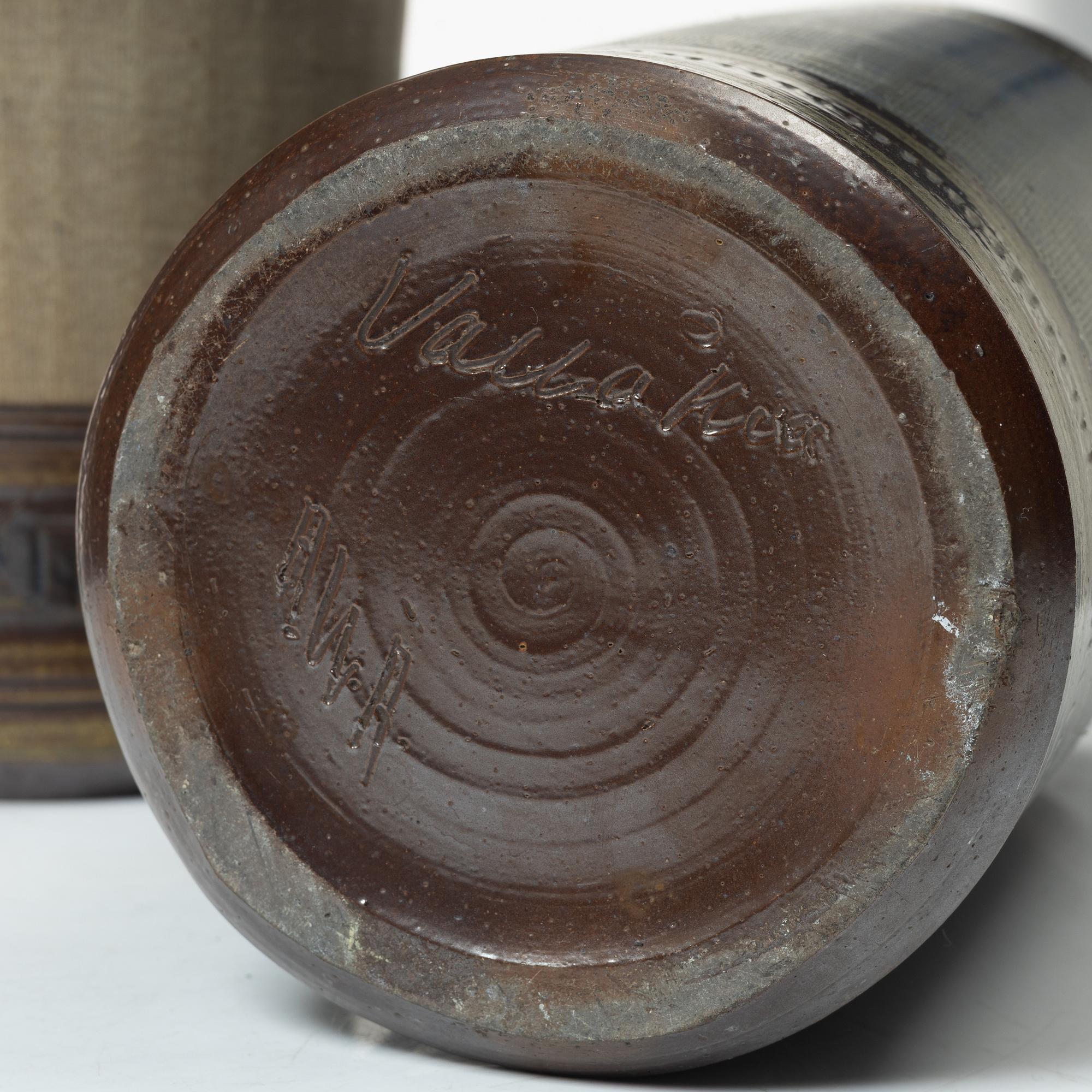 Five stoneware vases, Wallåkra, Sweden, mid-20th century.