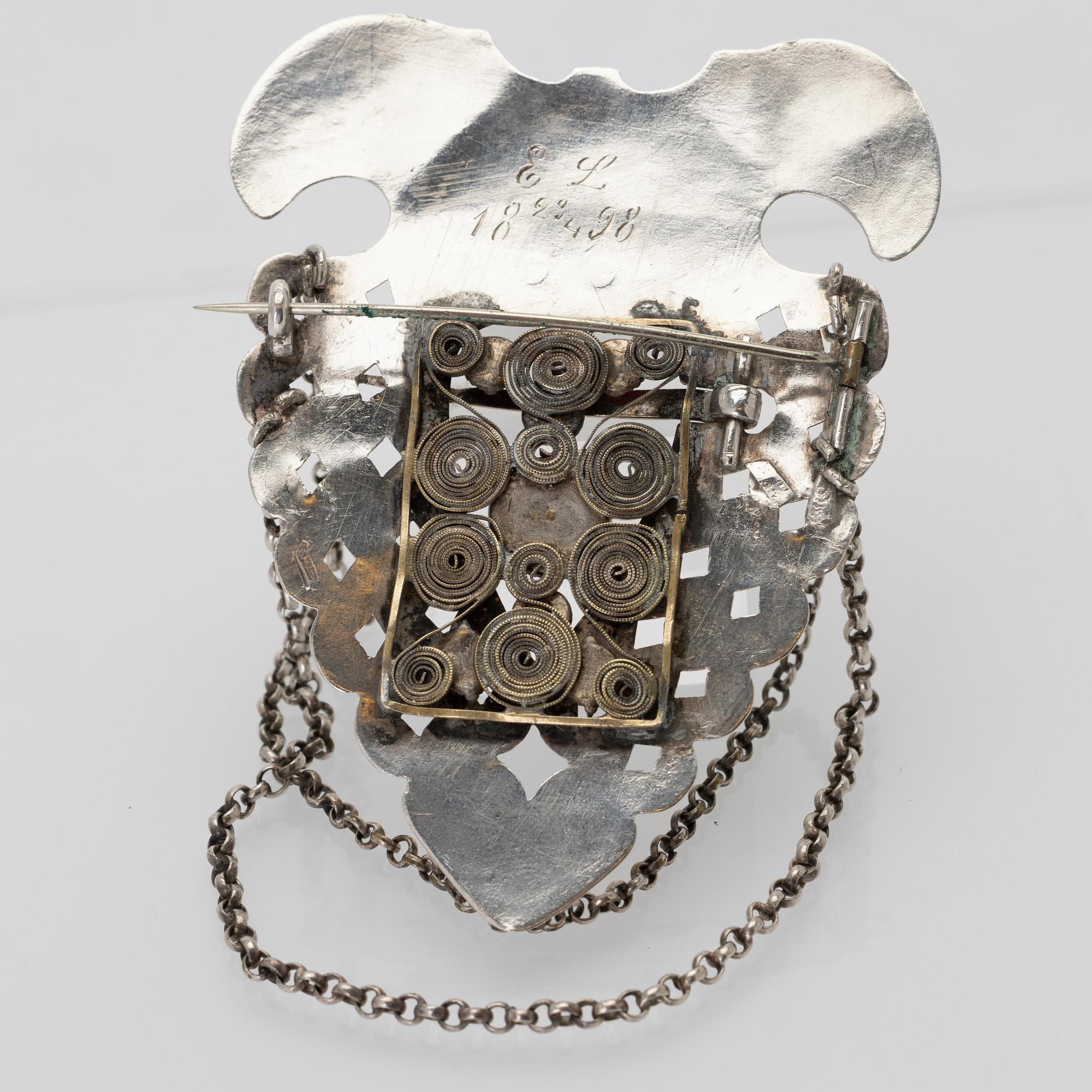 Costume jewellery, silver, Claes Christian Carlén (1830–44), Borås.