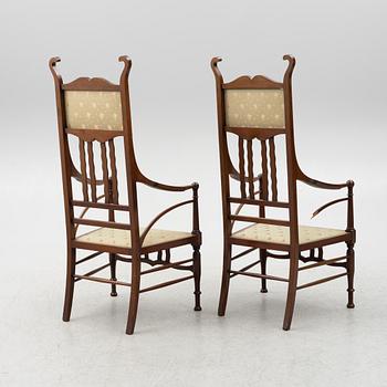 Soffa, 2 karmstolar, stol, jugend, omkring år 1900.