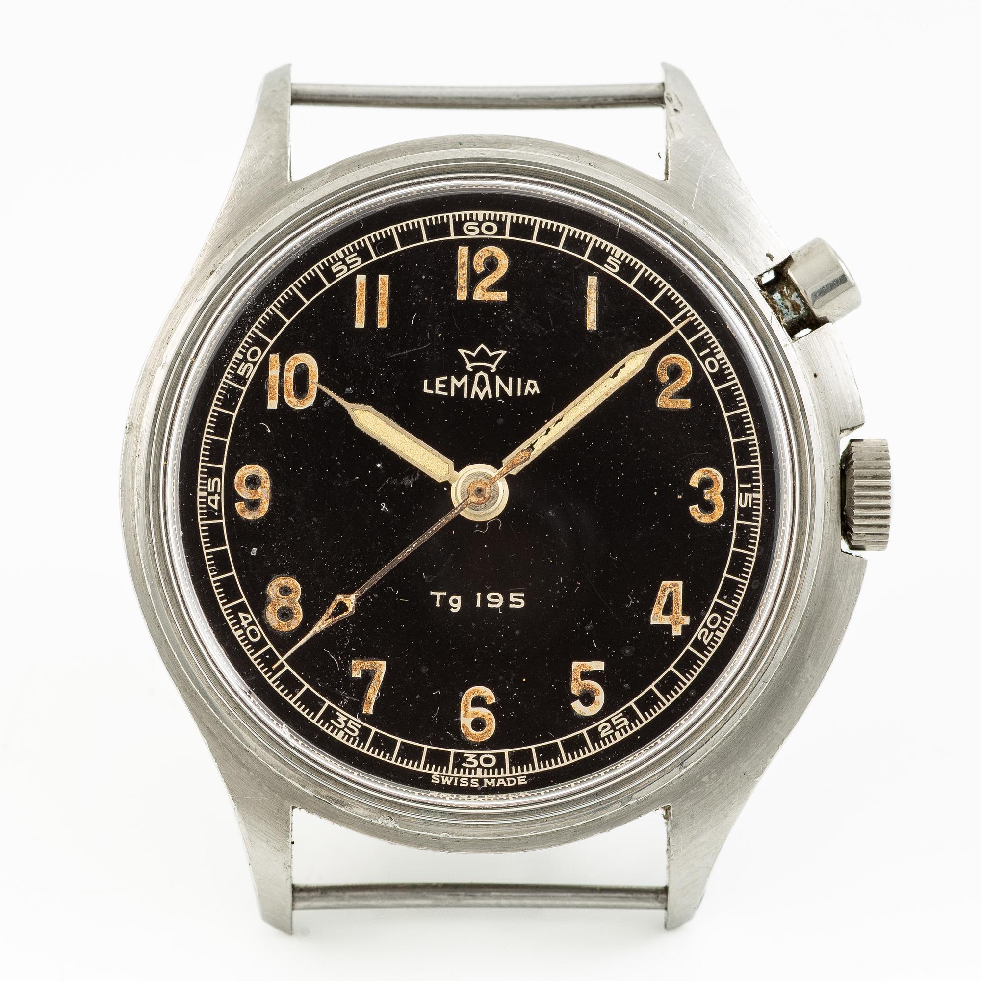 Lemania, Tg 195, "Tre Kronor", kronograf, armbandsur, 40 mm.