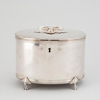 A swedish empire silver sugar box, mark of Sven Floberg, Stockholm 1812.