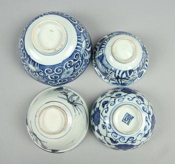 SKÅLAR, 4 st, porslin, Ming-dynastin.