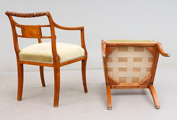 KARMSTOLAR, 1 par, senempire, 1800-talets mitt.