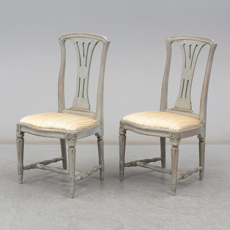 A pair of Gustavian late 18th century chairs.