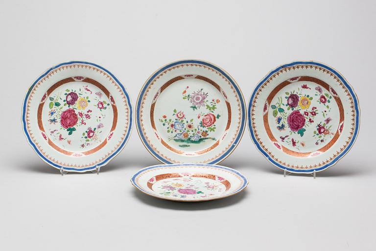 TALLRIKAR, 4 st, porslin, Kina, 1700-tal.