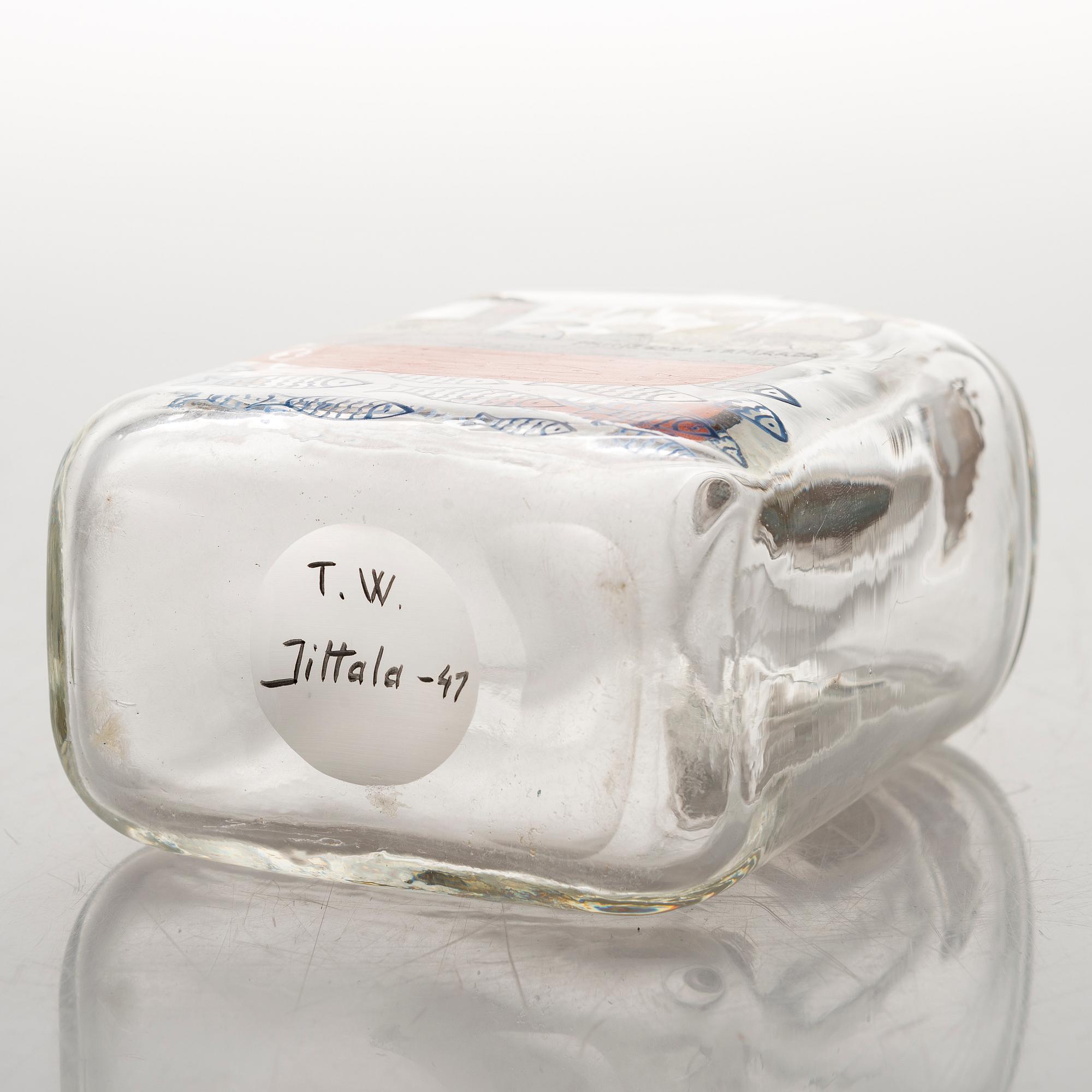 TAPIO WIRKKALA, viinapullo, lasia, signeerattu T.W. Iittala -47.