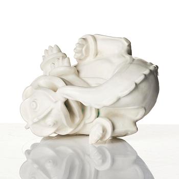 Wilhelm Kåge, a set of two stoneware sculptures of dragon puppies, Gustavsberg, 1940s.