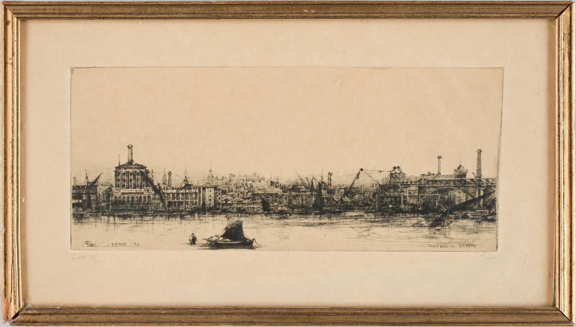 AXEL FRIDELL, torrnålsgravyr, London, 1926. Signerad i blyerts.