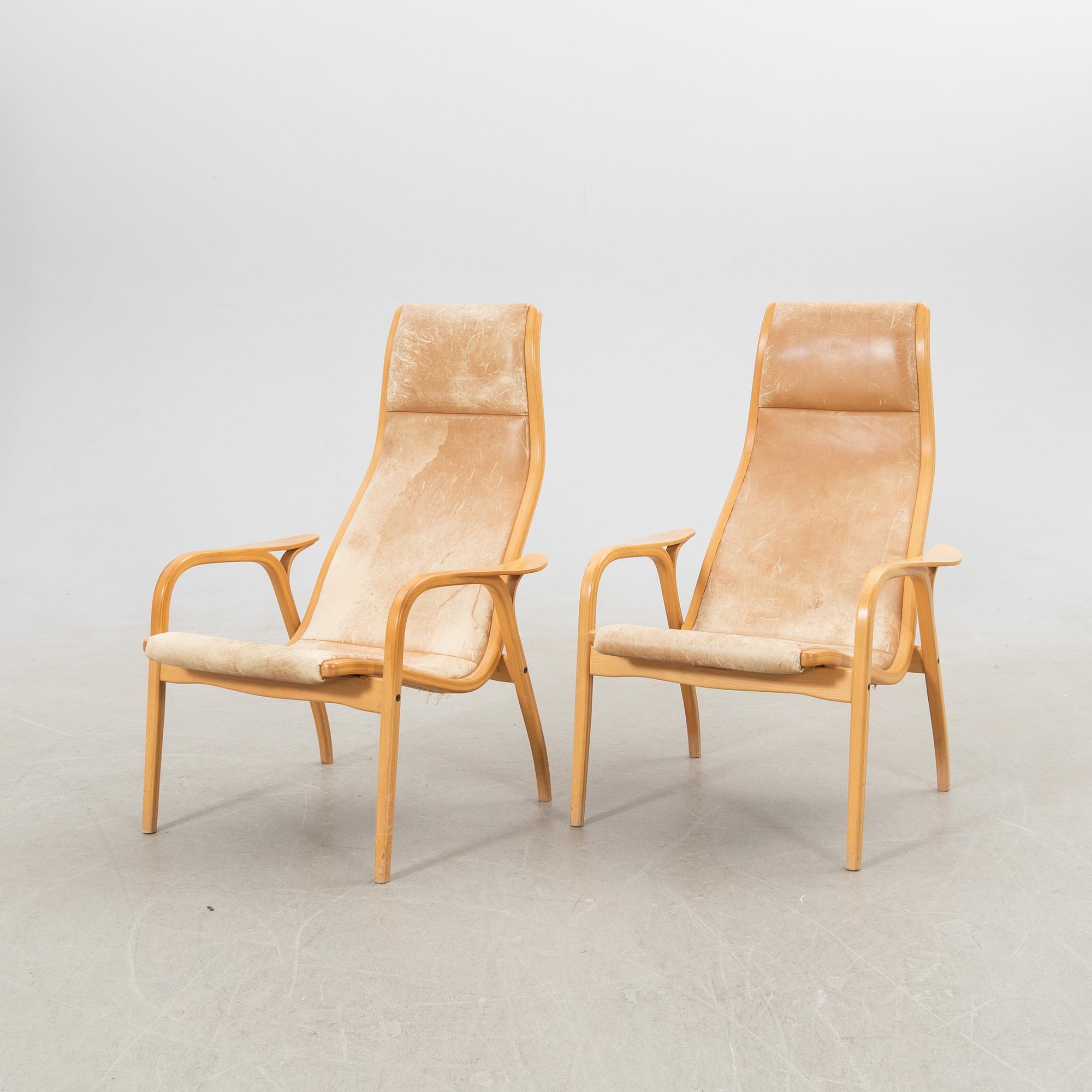 Yngve Ekström, Armchairs 1 pair, "Lamino" for Swedese, late 20th century.