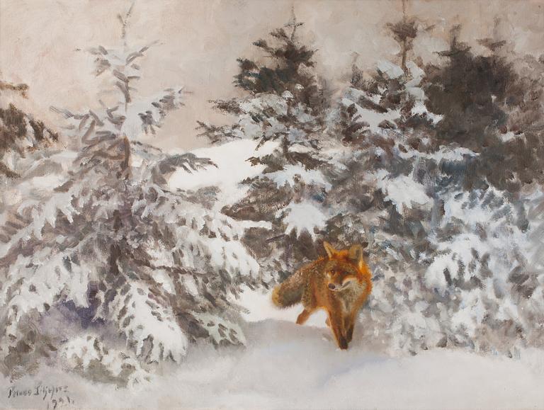 Bruno Liljefors, Fox in winter landscape.