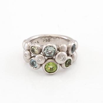 Ole Lynggaard, ring "Bubble/Bubbles" 18K white gold, diamonds and coloured gemstones, design Charlotte Lynggaard.
