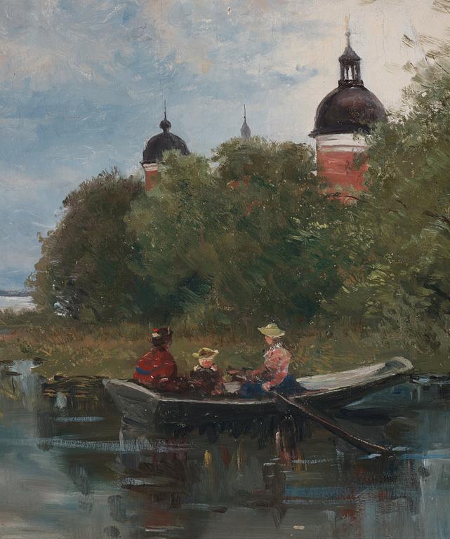 Severin Nilson, Women rowing by the castle of Gripsholm.