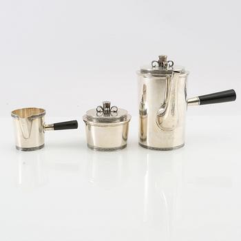 Carlman Silversmide, kaffeservis 3 delar, silver Stockholm  1948.