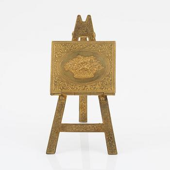 A gilt metal stamp holder, W. Avery & Son, Redditch, England, late 19th Century.