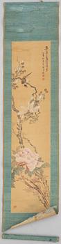 Unidentified artist, "Bird with Magnolia and Peony", China, late Qing dynasty / first part of the 20th century.
