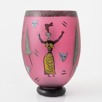 Ulrica Hydman-Vallien,  vase, unique, Kosta Boda, Sweden.