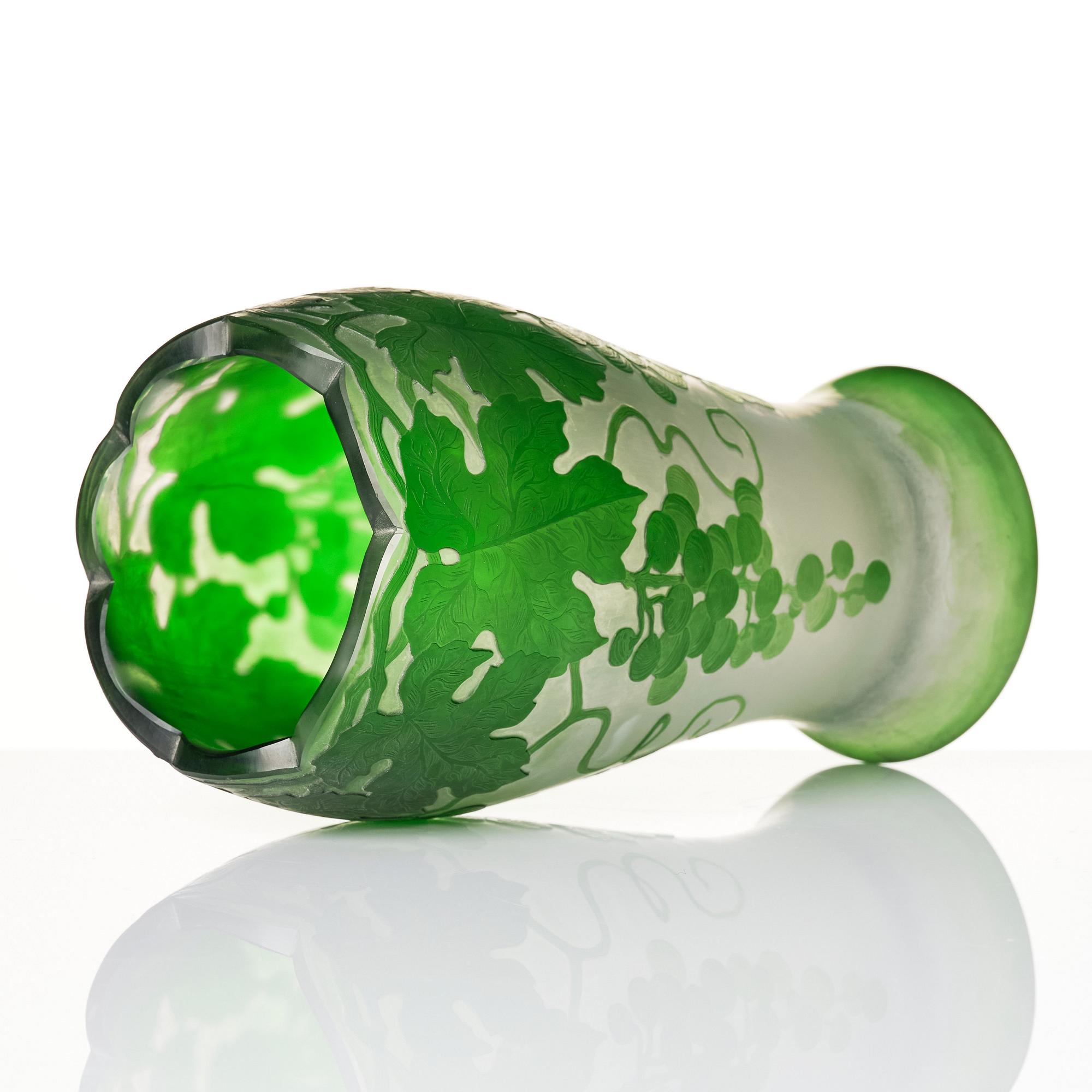 Karl Lindeberg, an Art Nouveau cameo glass vase, Kosta, Sweden, early 20th Century.