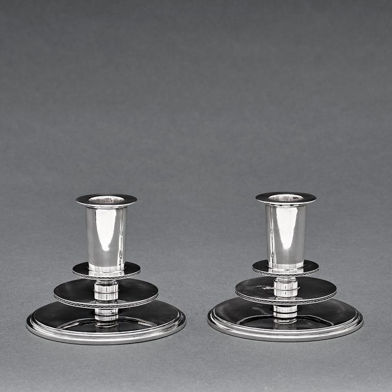 Atelier Borgila, a pair of sterling candlesticks, Stockholm, 1935.