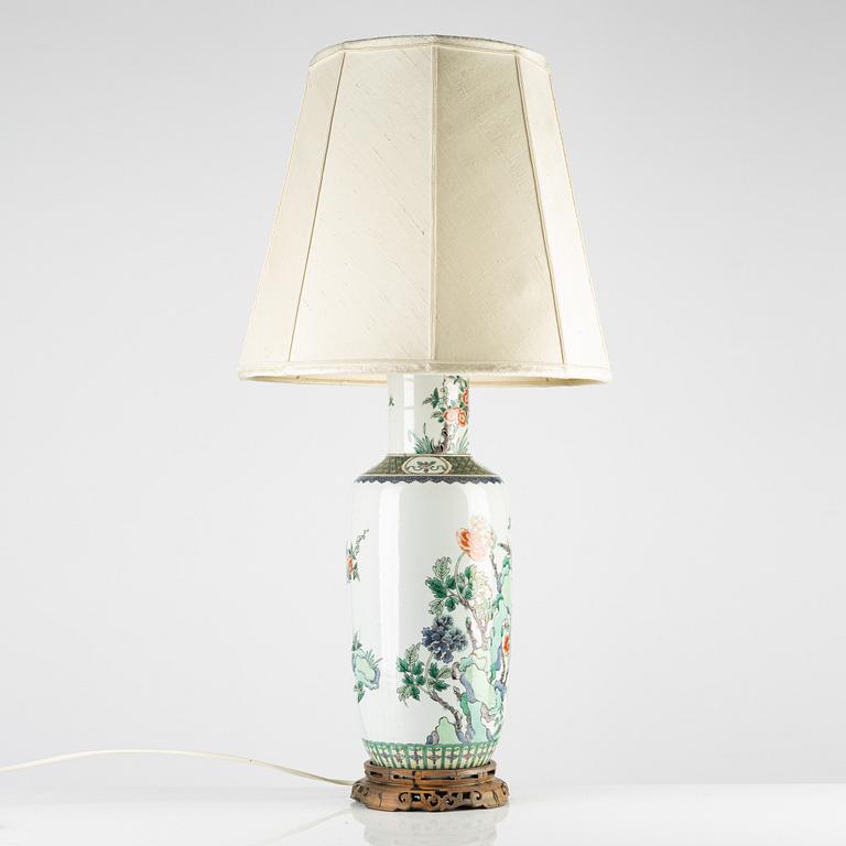 A Famille Verte porcelain Rouleau vase, China, early 20th century.