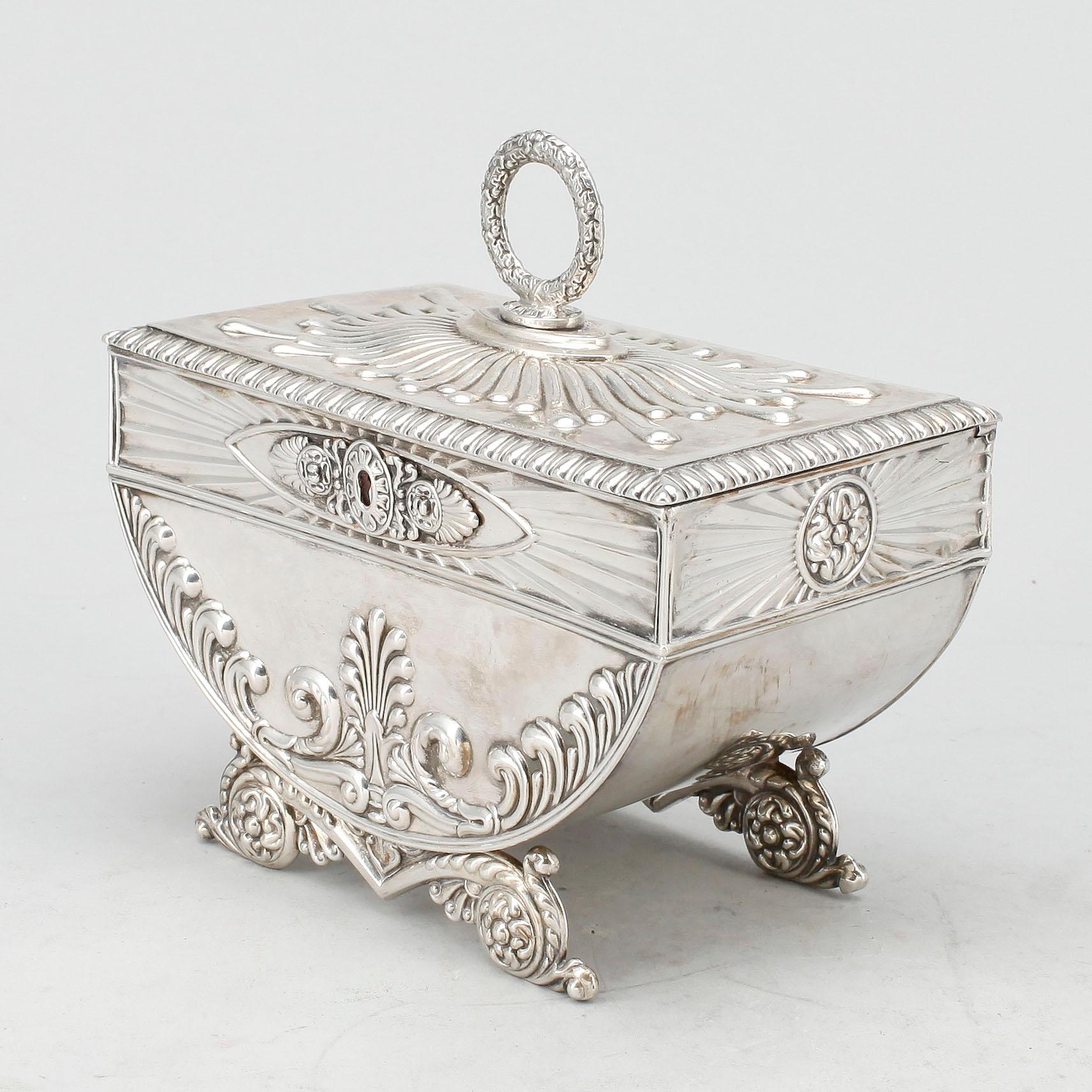 SOCKERSKRIN, silver, Adolf Zethelius, Stockholm 1832, tot vikt ca 393 gram.