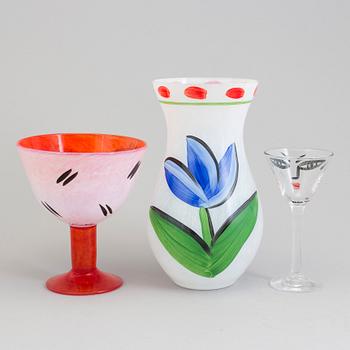 Three ULRICA HYDMAN-VALLIEN glass items from Kosta Boda.