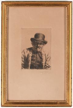 Anders Zorn · ANDERS ZORN, etsning, "Kyrkstöt", 1911, signerad.