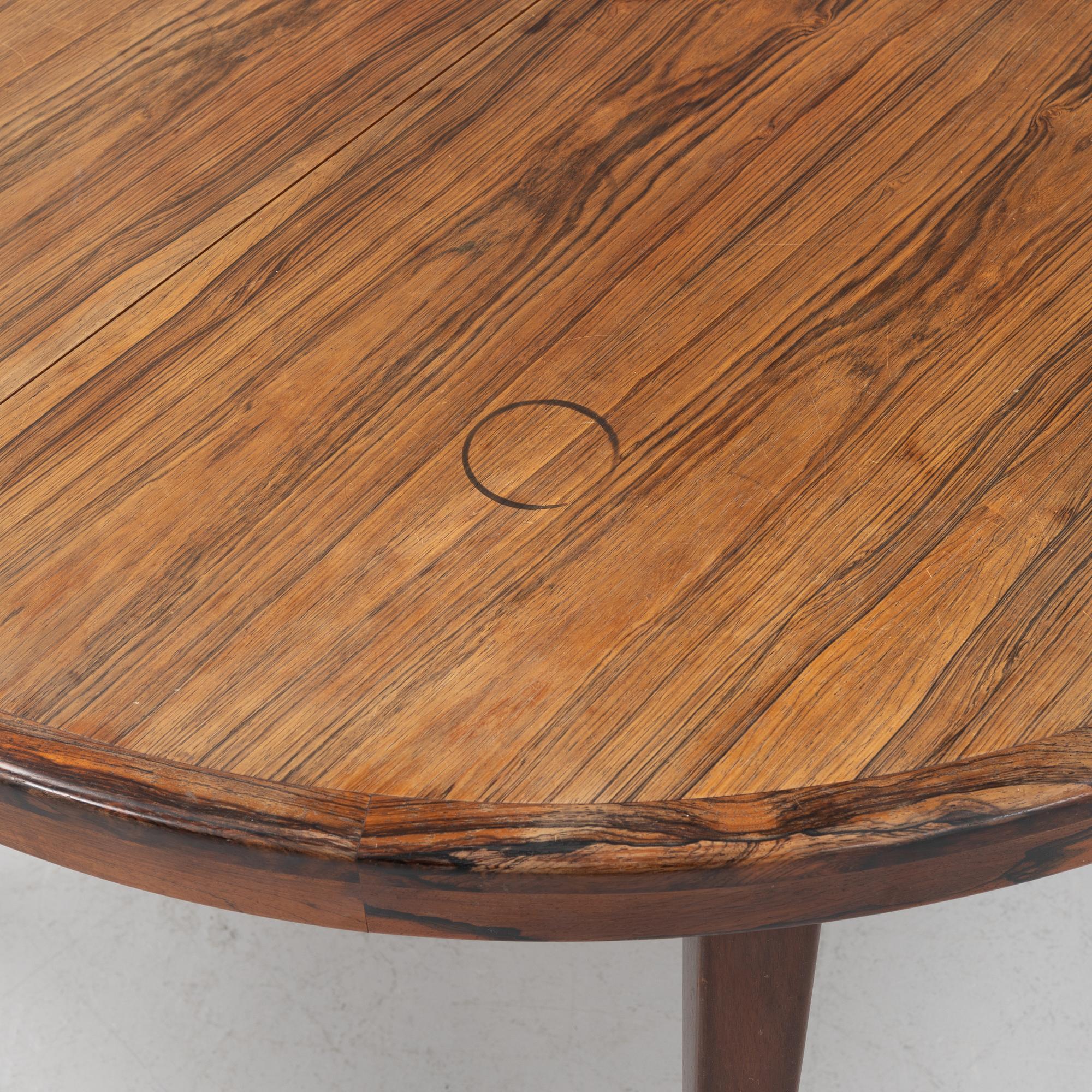 Poul Hundevad, dining set, table and a set of three chairs, Denmark, 1960s.