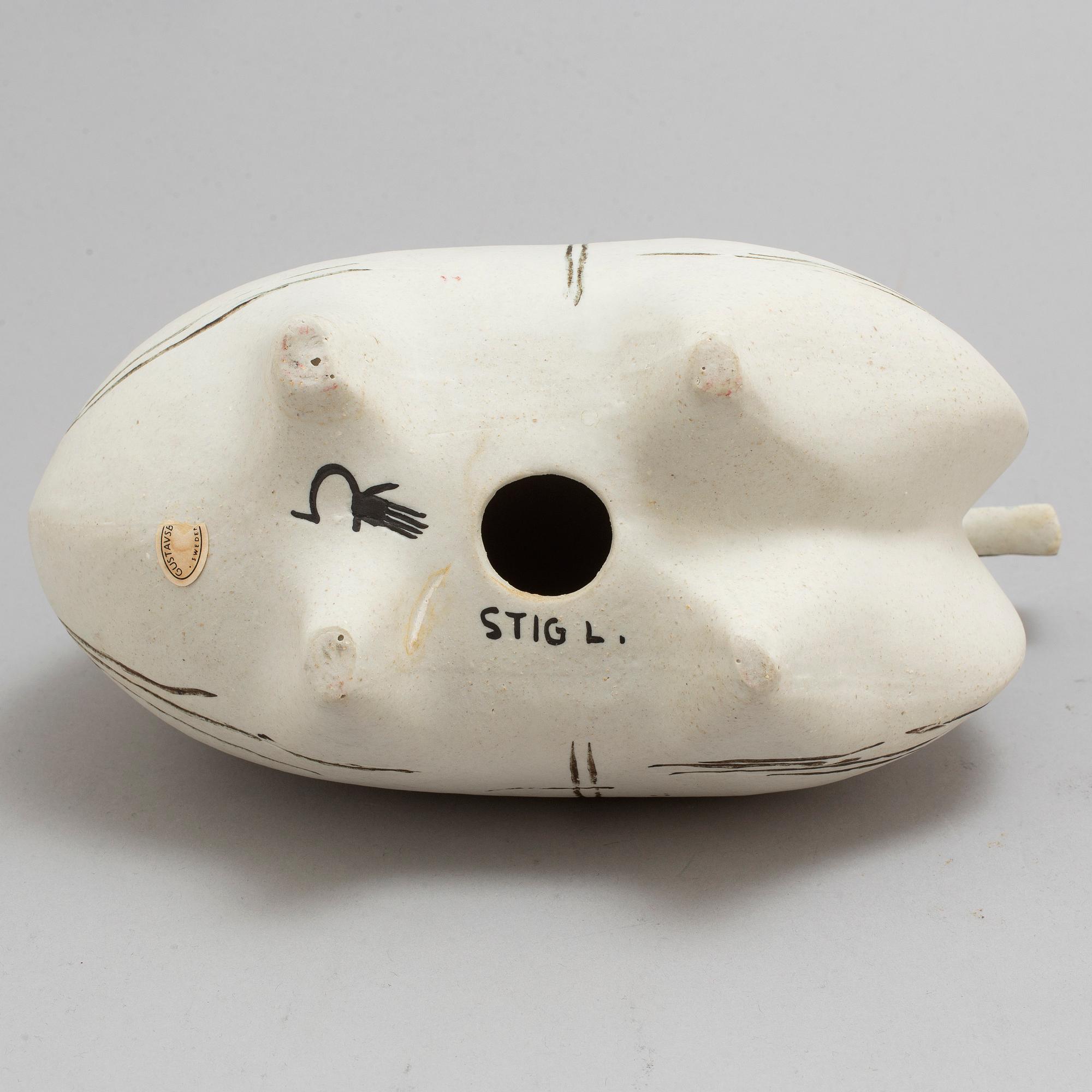 STIG LINDBERG, skuptur, stengods, "Springare", Gustavsberg studio.