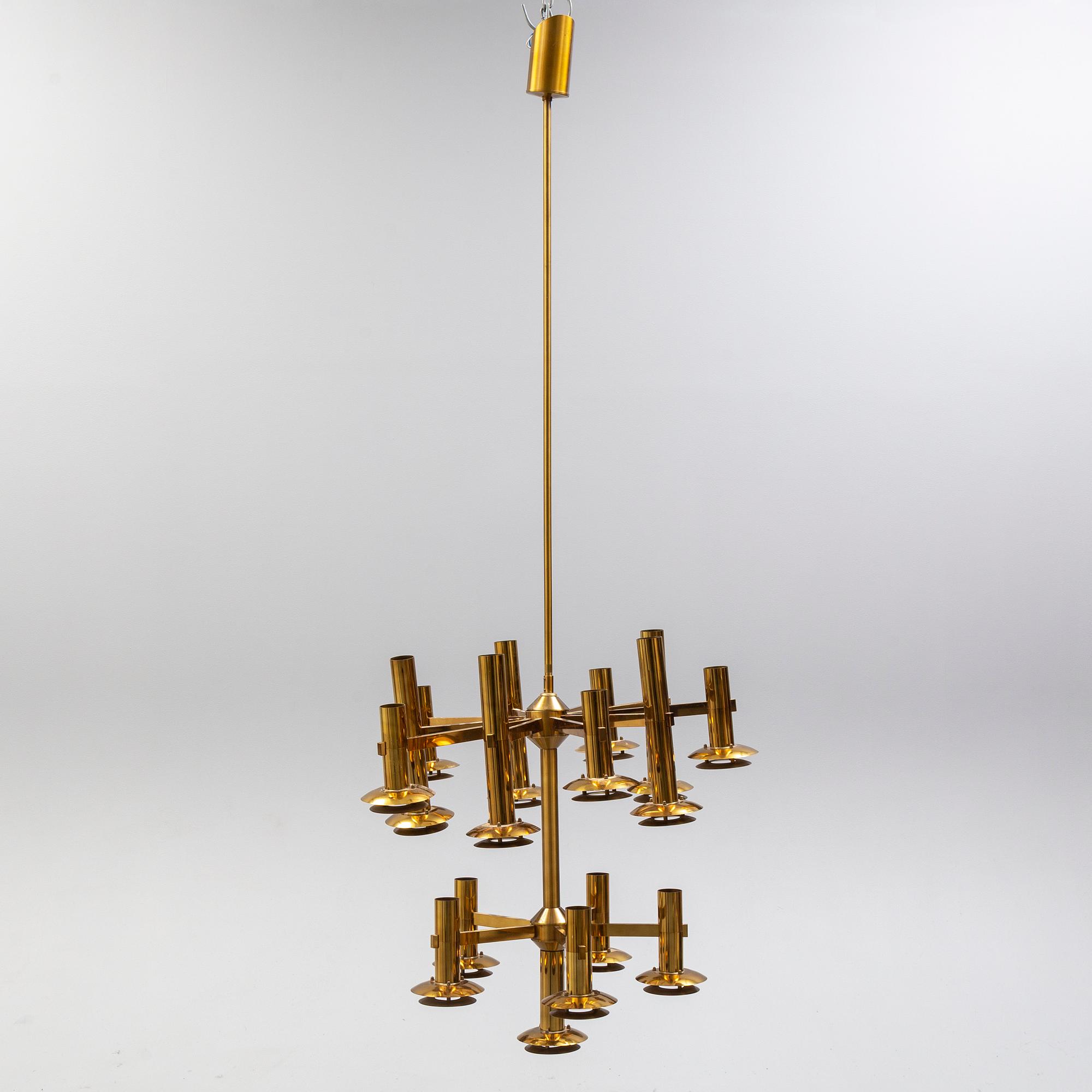 A brass ceiling light by Holger Johansson, Westal.