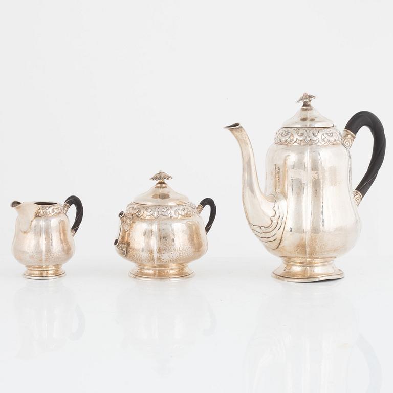 A 3-piece silver coffee service, Swedish import marks, first half of the 20th century.