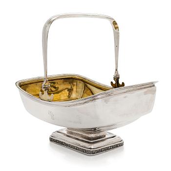 A parcel-gilt breadbasket, maker's mark of Jacob Wiberg, Moscow 1836.