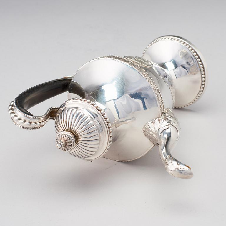 Johan Fredrik Wildt, kaffekanna, silver, Stockholm 1790, gustaviansk.