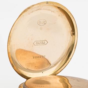Hansa, pocket watch, 18K gold, 50.5 mm.