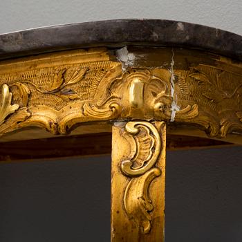 Mirror and console table, Rococo-style, 20th century.