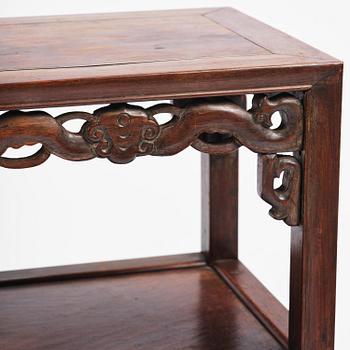 A set of two Chinese hardwood stands/tables, late Qing dynasty.
