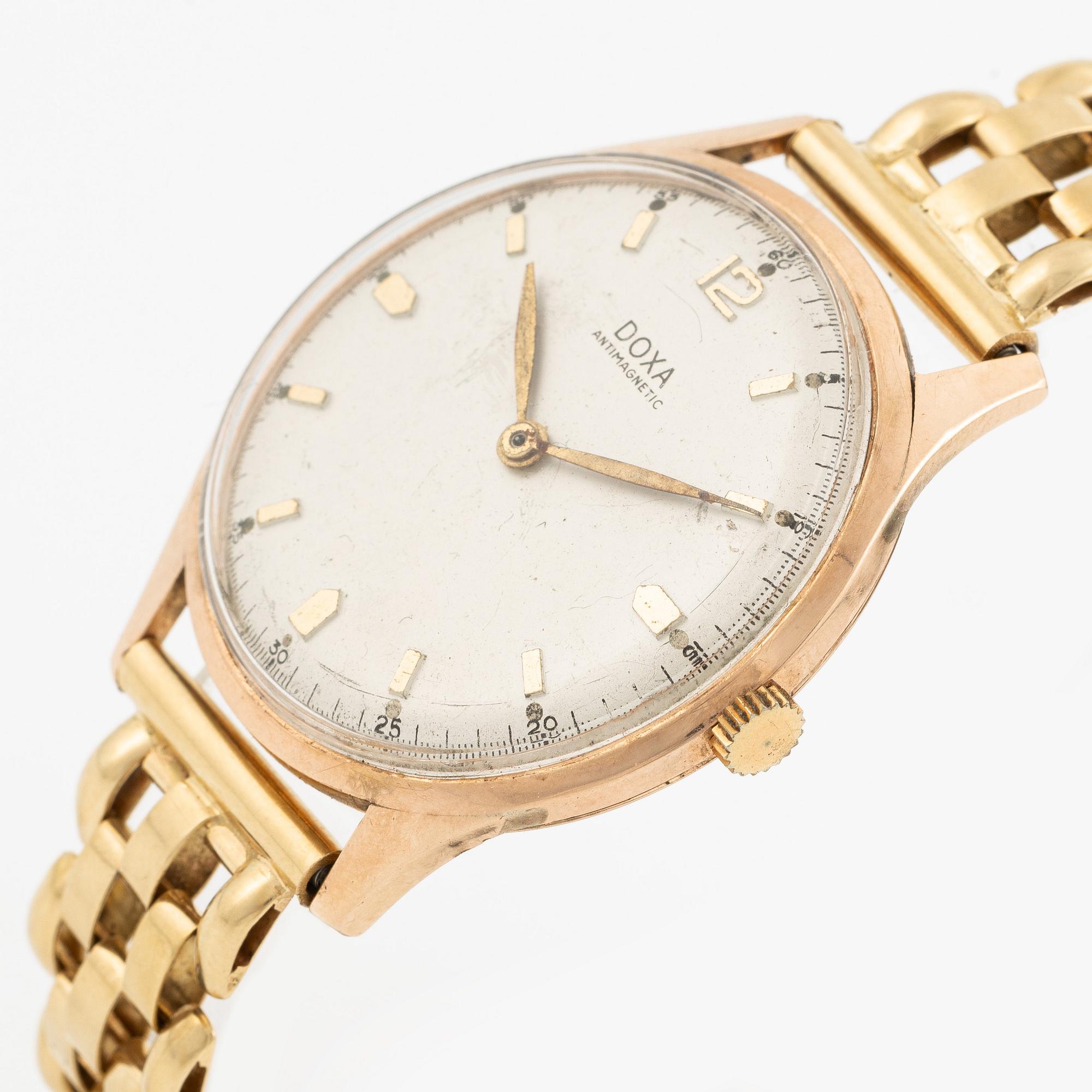 Doxa, 14K, wristwatch, bracelet in 18K, 37 mm.