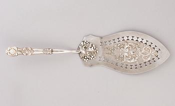 A chest of mainly Russian silverware, 60 pcs, also Sazikov and Ovchinnikov. 19th Century.