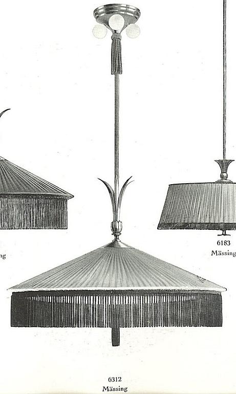 Harald Notini, a Swedish Grace ceiling lamp model "6312", Arvid Böhlmarks Lampfabrik, Stockholm, 1920s-30s.