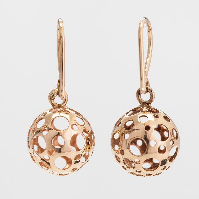 Liisa Vitali, a pair of 14K gold 'Leppäkerttu' earrings, Westerback, Helsinki.